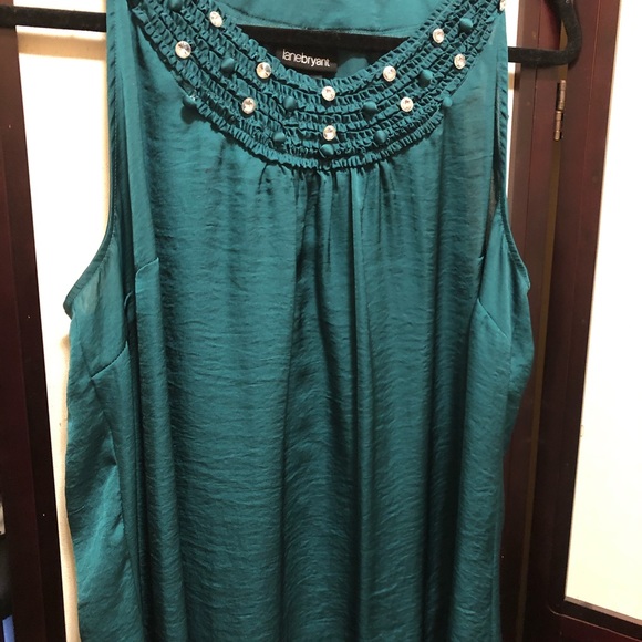 Lane Bryant green blouse with crystals 18